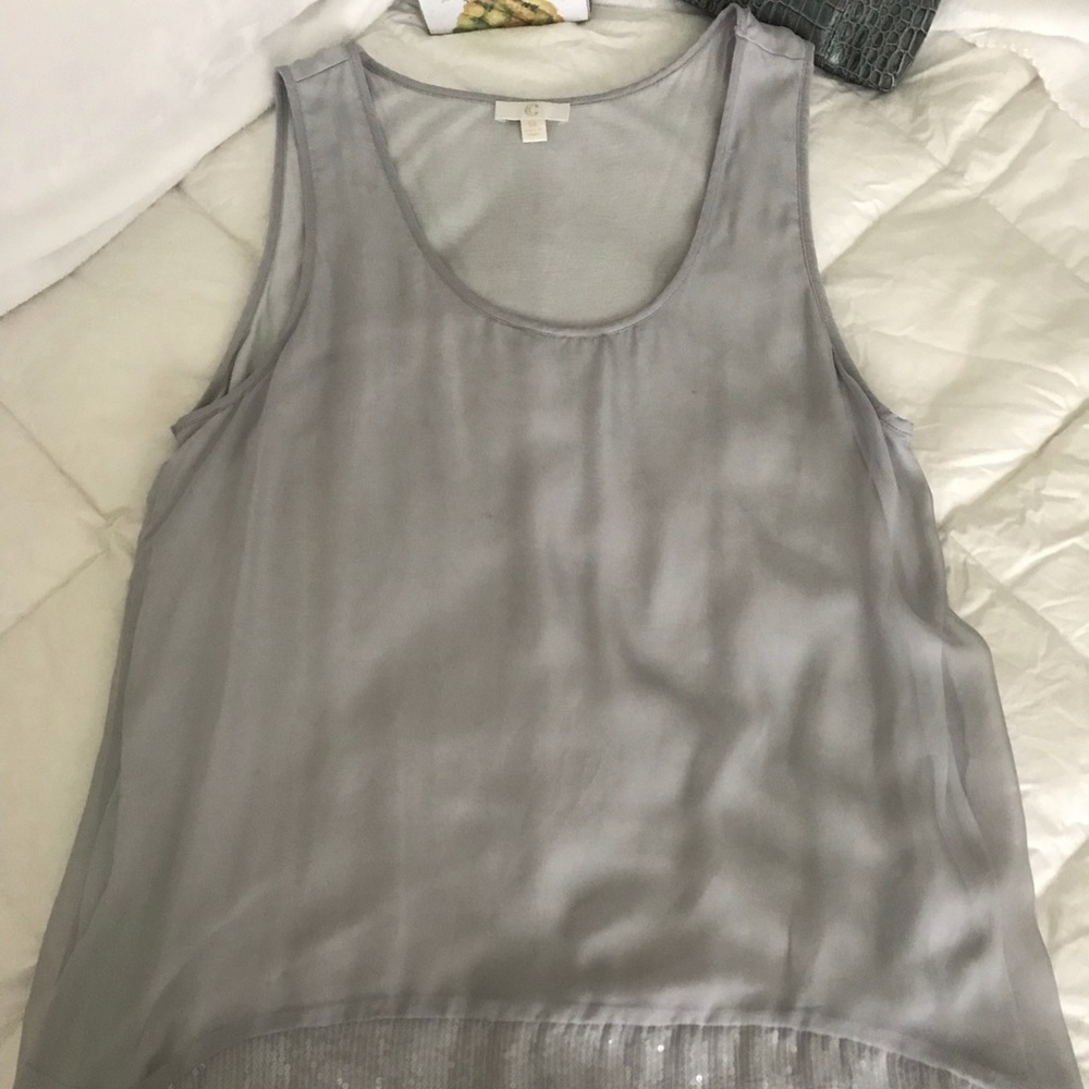 EUC CC Sheer Lined Bottom Detailed Top